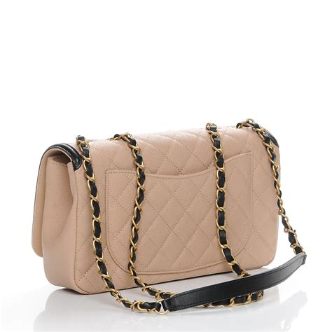 chanel filigree flap beige black|Chanel Caviar Quilted Medium CC Filigree Flap Beige Black.